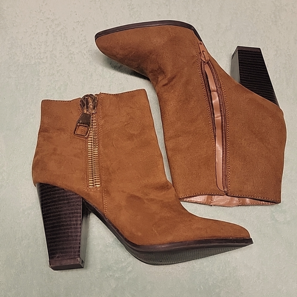 Brown Cognac Heeled ankle boots